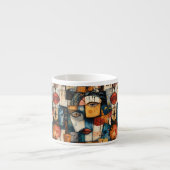 Abstract Cubist Face Pattern Modern Avant Garde エスプレッソカップ (正面)