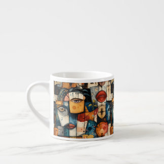 Abstract Cubist Face Pattern Modern Avant Garde エスプレッソカップ