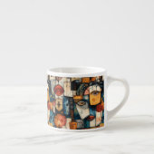 Abstract Cubist Face Pattern Modern Avant Garde エスプレッソカップ (右)