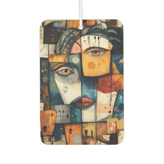 Abstract Cubist Face Pattern Modern Avant Garde カーエアーフレッシュナー