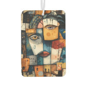 Abstract Cubist Face Pattern Modern Avant Garde カーエアーフレッシュナー (裏面)