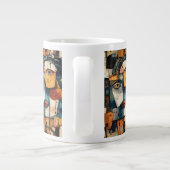 Abstract Cubist Face Pattern Modern Avant Garde ジャンボコーヒーマグカップ (裏面)