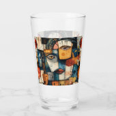 Abstract Cubist Face Pattern Modern Avant Garde タンブラーグラス (裏面)