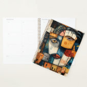 Abstract Cubist Face Pattern Modern Avant Garde プランナー手帳 (ディスプレー)