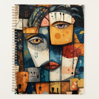 Abstract Cubist Face Pattern Modern Avant Garde プランナー手帳