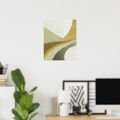 Abstract Curved Shapes Wall Art Decor For Bedroom ポスター (ホームオフィス)