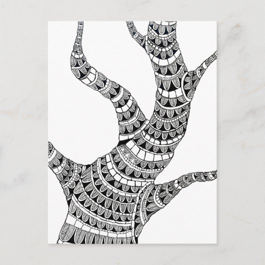 Abstract Curvy Tree Pen Drawing  ポストカード (正面)