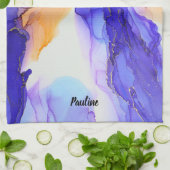 Abstract Custom Purple Orange キッチンタオル (折り畳み)