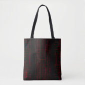 Abstract Cyber Pattern | Black & Crimson Circuit  トートバッグ (正面)