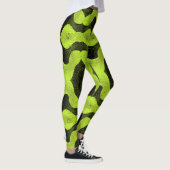 Abstract Cyber Pattern | Neon Lime & Black レギンス (右)