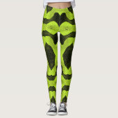 Abstract Cyber Pattern | Neon Lime & Black レギンス (正面)