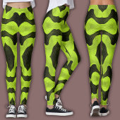 Abstract Cyber Pattern | Neon Lime & Black レギンス