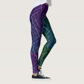 Abstract Cyber Pattern | Purple & Emerald Grid レギンス (右)