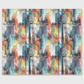 Abstract Cyberpunk Cityscape Skyline (2) ラッピングペーパー (フラット)