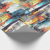 Abstract Cyberpunk Cityscape Skyline (2) ラッピングペーパー (角)