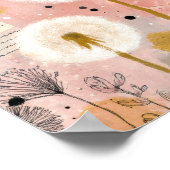 Abstract Dandelion Watercolor Floral Art ポスター (角)
