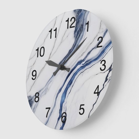 Abstract Dark Blue Green Mist Fractal ラージ壁時計 (傾斜)