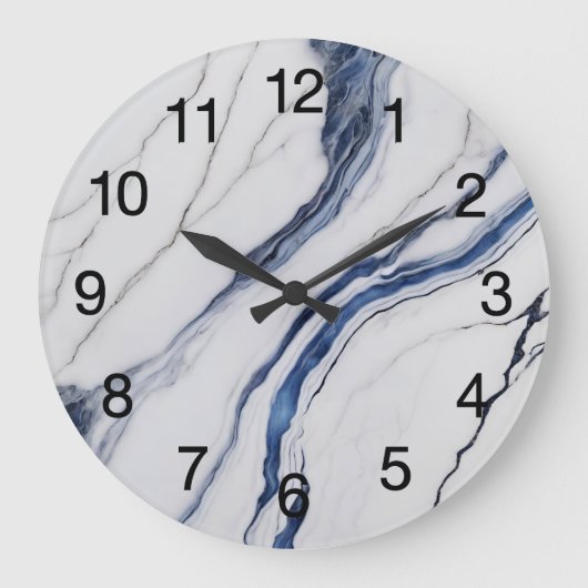 Abstract Dark Blue Green Mist Fractal ラージ壁時計 (正面)