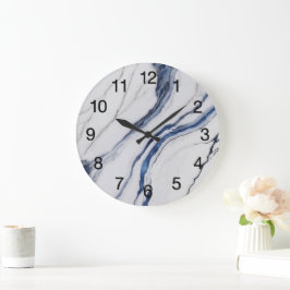 Abstract Dark Blue Green Mist Fractal ラージ壁時計