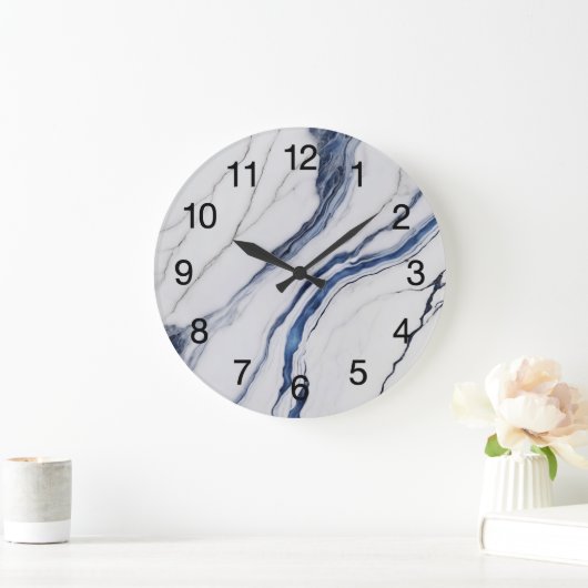 Abstract Dark Blue Green Mist Fractal ラージ壁時計 (ホーム)