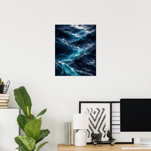 Abstract Deep Ocean Water Ripple Art Poster ポスター (ホームオフィス)
