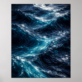 Abstract Deep Ocean Water Ripple Art Poster ポスター