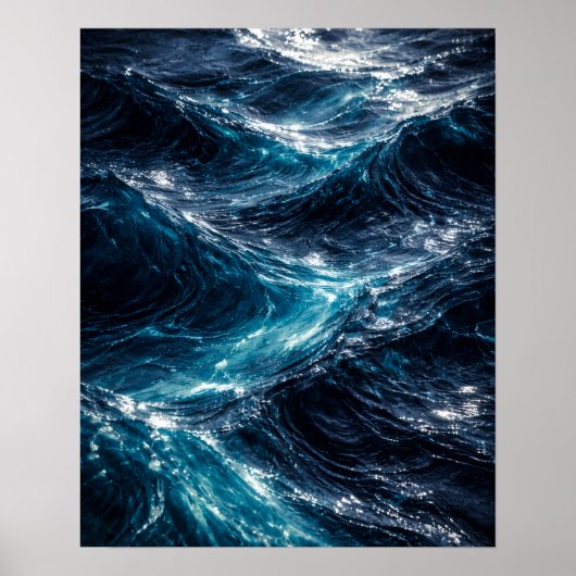 Abstract Deep Ocean Water Ripple Art Poster ポスター (正面)