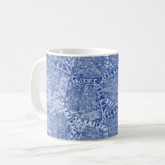 Abstract Denim Pockets Patchwork Seamless Pattern  コーヒーマグカップ (正面左)