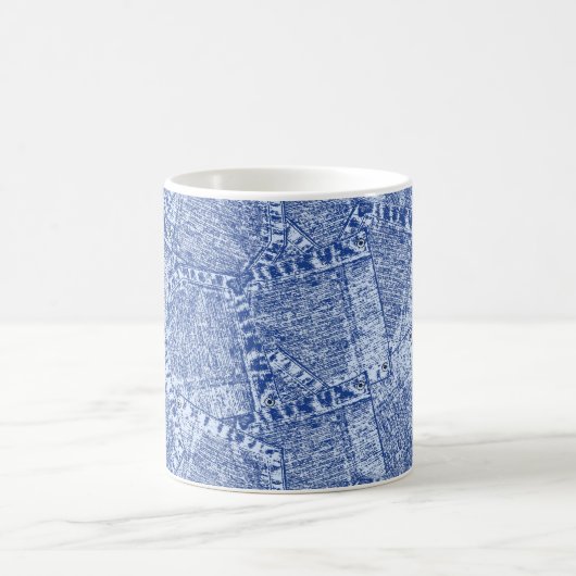 Abstract Denim Pockets Patchwork Seamless Pattern コーヒーマグカップ (中央)
