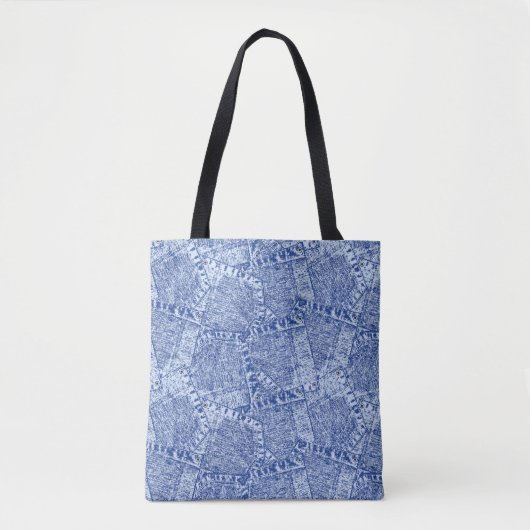 Abstract Denim Pockets Patchwork Seamless Pattern トートバッグ (正面)