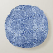 Abstract Denim Pockets Patchwork Seamless Pattern  ラウンドクッション (正面)