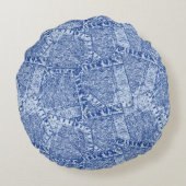 Abstract Denim Pockets Patchwork Seamless Pattern ラウンドクッション (裏面)