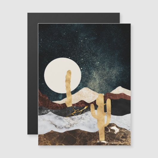 Abstract Desert Night Sky with Golden Cactus (正面/裏面)