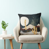 Abstract Desert Night Sky with Golden Cactus クッション (椅子)