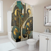 Abstract Design Black Gray Gold Teal シャワーカーテン (インサイチュ)
