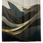 Abstract Design Black Gray White Gold シャワーカーテン (正面)
