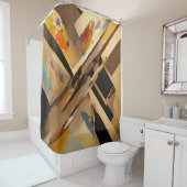 Abstract Design Black Tan Blue シャワーカーテン (インサイチュ)