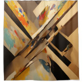 Abstract Design Black Tan Blue シャワーカーテン (正面)