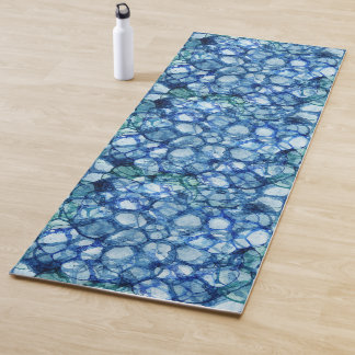 Abstract design in blue and white and black and wh ヨガマット