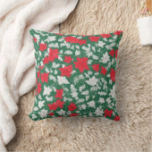 Abstract design of poinsettia and Christmas roses クッション (ブランケット)