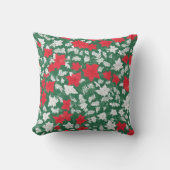 Abstract design of poinsettia and Christmas roses クッション (正面)