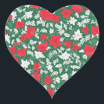 Abstract design of poinsettia and Christmas roses ハートシール<br><div class="desc">Red and White Christmas Flowers is an abstract floral design perfect for the holiday season. It combines red poinsettias and white Christmas roses, creating a vivid and festive contrast of red and white. The use of green for the background adds the perfect touch of Christmas color. This design makes a...</div>