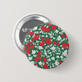 Abstract design of poinsettia and Christmas roses 缶バッジ (正面&裏面)