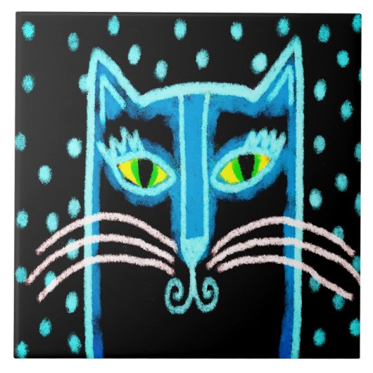Abstract Digital Black Cat Painting タイル (正面)
