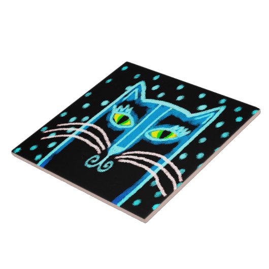 Abstract Digital Black Cat Painting タイル (側面)