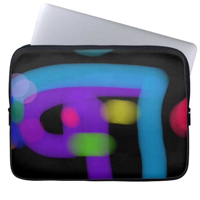 Abstract Digital Circuitry in Cobalt and Violet ラップトップスリーブ (正面)
