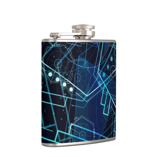 Abstract Digital Geometric Data Blue Art フラスク (右)