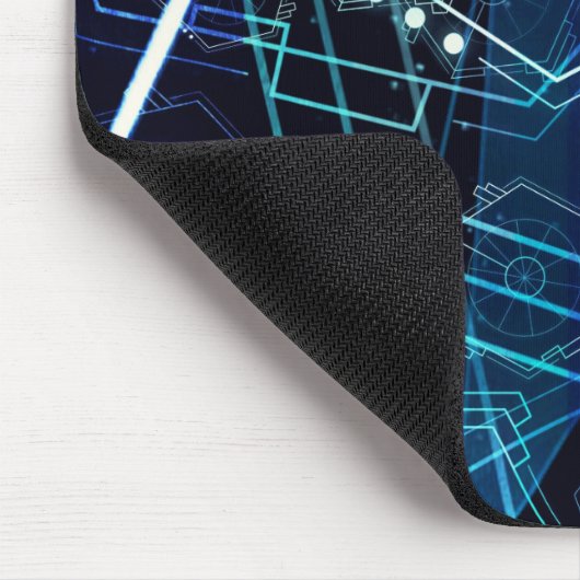 Abstract Digital Geometric Data Blue Art マウスパッド (コーナー)