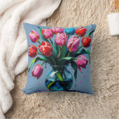 Abstract Digital Painting – Colorful Tulip Bouquet クッション (ブランケット)
