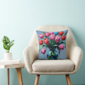 Abstract Digital Painting – Colorful Tulip Bouquet クッション (椅子)